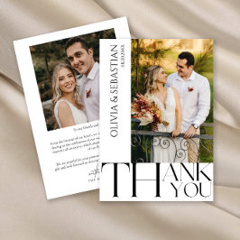 モダンタイポグラフィ結婚の写真 サンキューカード