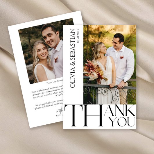 モダンタイポグラフィ結婚の写真 サンキューカード