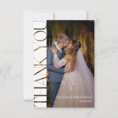 モダンタイポグラフィ結婚の写真 サンキューカード (正面)