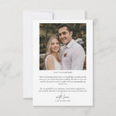 モダンタイポグラフィ結婚の写真 サンキューカード (裏面)