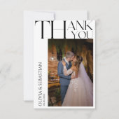 モダンタイポグラフィ結婚の写真 サンキューカード (正面)