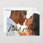 モダンタイポグラフィ結婚の新しい計画 ポストカード (正面/裏面)