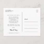モダンタイポグラフィ結婚の新しい計画 ポストカード (裏面)