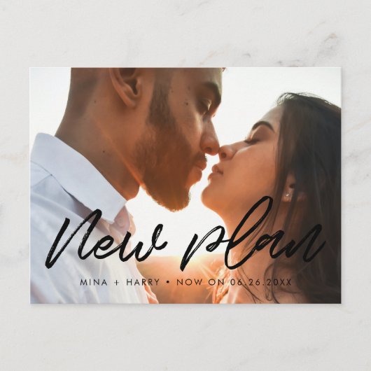 モダンタイポグラフィ結婚の新しい計画 ポストカード (正面)