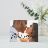 モダンタイポグラフィ結婚の新しい計画 ポストカード (スタンド正面)
