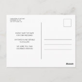 モダンタイポグラフィ結婚写真救の日付 ポストカード (裏面)