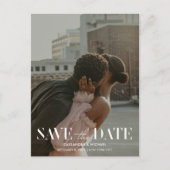 モダンタイポグラフィ結婚写真救の日付 ポストカード (正面)