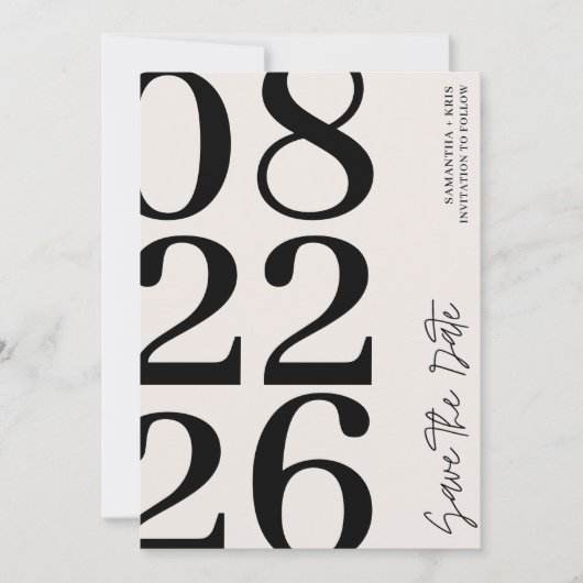 モダンタイポグラフィ結婚写真 セーブザデート (正面)