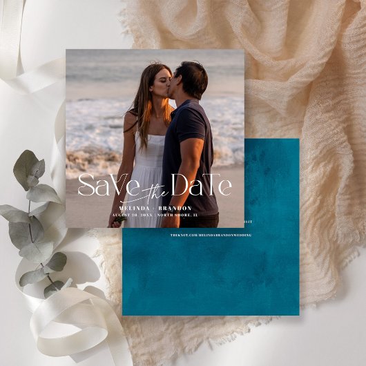 モダンタイポグラフィ結婚写真 招待状