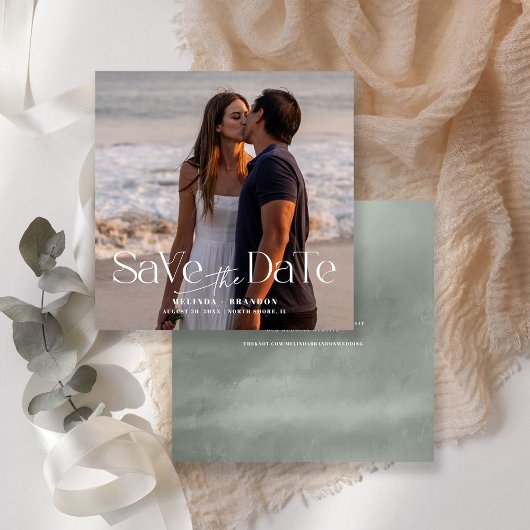 モダンタイポグラフィ結婚写真 招待状