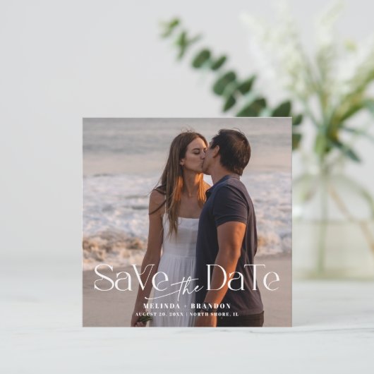 モダンタイポグラフィ結婚写真 招待状 (スタンド正面)