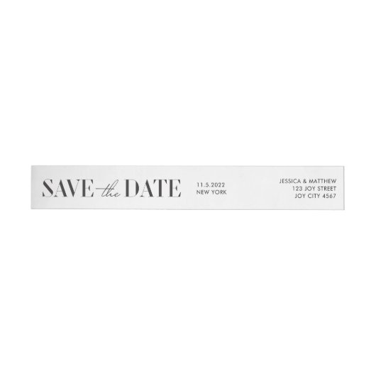 モダンタイポグラフィ結婚式の日付の保存 ラップアラウンドラベル (単一)