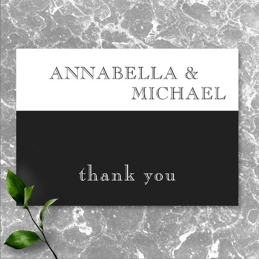 モダンタイポグラフィ結婚白黒 サンキューカード