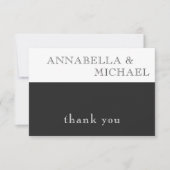 モダンタイポグラフィ結婚白黒 サンキューカード (正面)