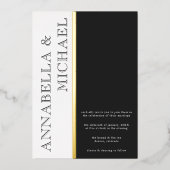 モダンタイポグラフィ結婚白黒 箔招待状 (正面)