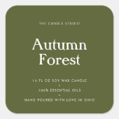 モダンタイポグラフィ緑包装用キャンドル化粧料 スクエアシール (正面)