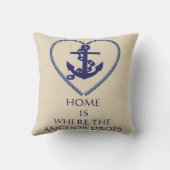 モダンタイポグラフィ航海のをテーマにしたいかり クッション (裏面)