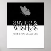 モダンタイポグラフィ蝶アドバイスとウィッシュ ポスター (正面)