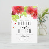 モダンタイポグラフィ赤い花フローラ結婚ズ 招待状 (スタンド正面)