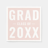 モダンタイポグラフィ赤面ピンク学年 スタンダードカクテルナプキン (正面)