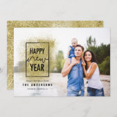 モダンタイポグラフィ金ゴールドグリッター シーズンカード (正面/裏面)