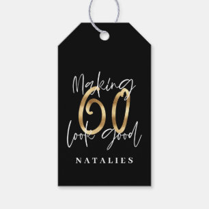 モダンタイポグラフィ金ゴールド60歳感謝してい日 ギフトタグ