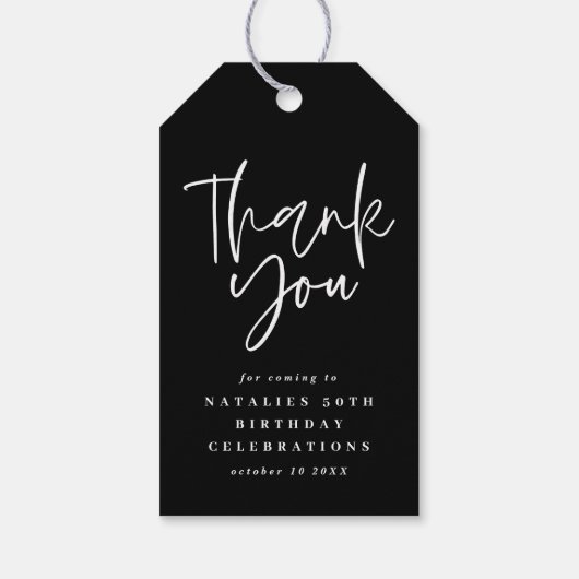 モダンタイポグラフィ金ゴールド60歳感謝してい日 ギフトタグ (裏面)