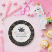 モダンタイポグラフィ院生バラ-金ゴールド – 黒い大理石 ペーパープレート (パーティー)