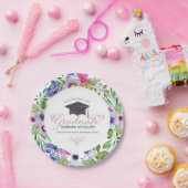 モダンタイポグラフィ院生 – Boho Flowers Frame ペーパープレート (パーティー)