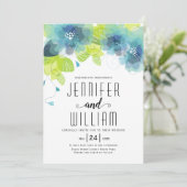 モダンタイポグラフィ青花フローラ結婚ズ 招待状 (スタンド正面)