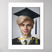 モダンタイポグラフィ高校卒業生ハット写真 箔ポスター (正面)