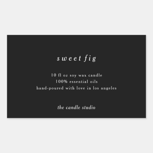 モダンタイポグラフィ黒包装用キャンドル化粧料 長方形シール (正面)