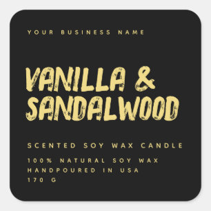 モダンタイポグラフィ黒金ゴールド豆蝋燭ラベル スクエアシール