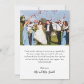 モダンタイポグラフィ2写真結婚のサンキューカード サンキューカード (裏面)