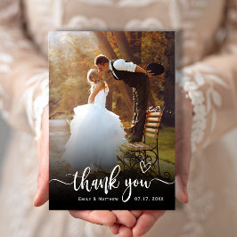 モダンタイポグラフィ2写真結婚のサンキューカード サンキューカード