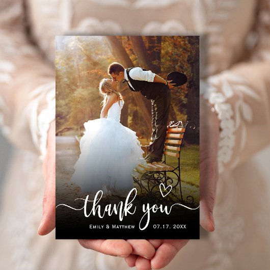 モダンタイポグラフィ2写真結婚のサンキューカード サンキューカード