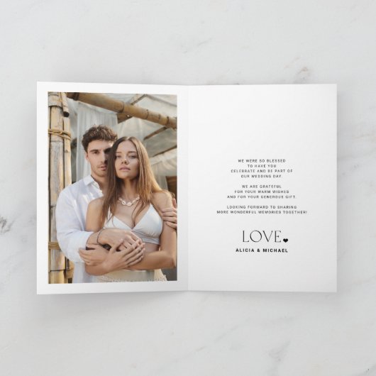 モダンタイポグラフィ2写真結婚折 サンキューカード (内部)