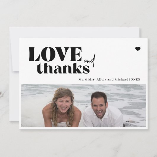 モダンタイポグラフィ2枚結婚の写真は感謝してい君 招待状 (正面)