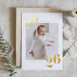 モダンタイポグラフィ2025年新年金ゴールド 箔シーズンカード