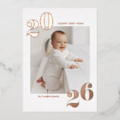 モダンタイポグラフィ2025年新年金ゴールド 箔シーズンカード (正面)