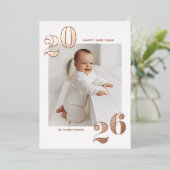 モダンタイポグラフィ2025年新年金ゴールド 箔シーズンカード (立ち正面)