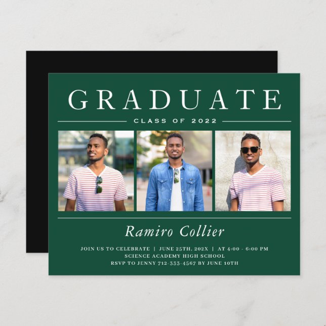 モダンタイポグラフィ3写真卒業お祝い (正面/裏面)