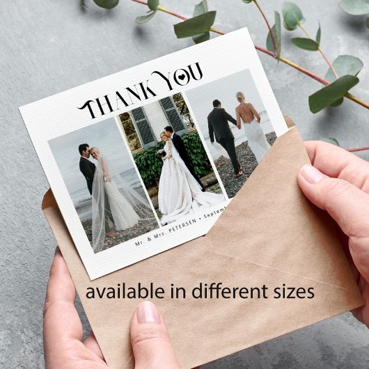 モダンタイポグラフィ3枚結婚の写真感謝していは ノートカード