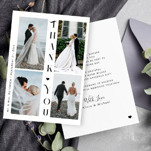 モダンタイポグラフィ4写真結婚のサンキューカード シーズンカード