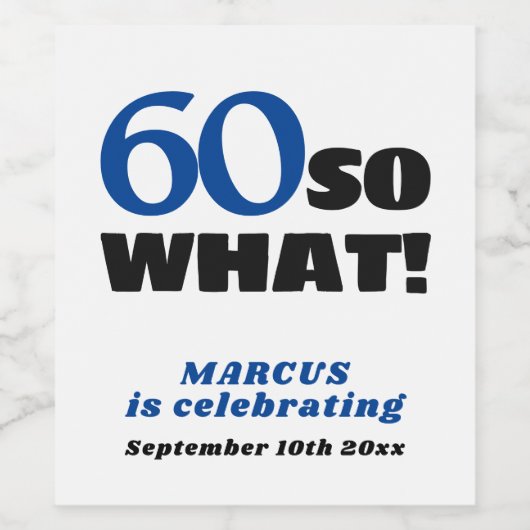 モダンタイポグラフィ60シンプル番目の誕生日ワインラベル ワインラベル (シングルラベル)