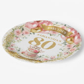 モダンタイポグラフィ80番目の誕生日プレート ペーパープレート (アングル)