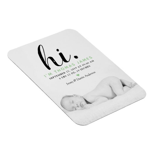 モダンタイポグラフィ「こんにちは」 写真誕生のお知らせ マグネット (右側)