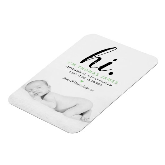 モダンタイポグラフィ「こんにちは」 写真誕生のお知らせ マグネット (左側)