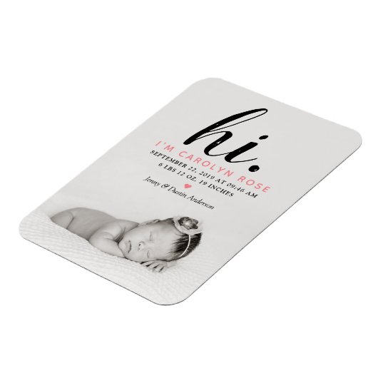 モダンタイポグラフィ「こんにちは」 写真誕生のお知らせ マグネット (左側)