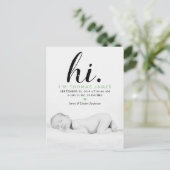 モダンタイポグラフィ「こんにちは」 写真誕生のお知らせ 案内ポストカード (スタンド正面)